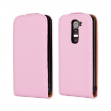 LG G2 mini - Genuine Leather Up Down Flip Protective Phone Cover Case - Pink